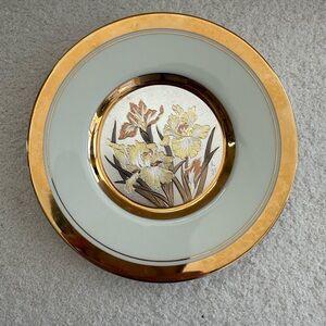 Vintage Chokin 24Kt Gold Floral Plate - Cottagecore Chinoiserie Decor